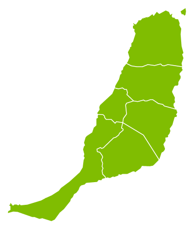 Mapa de Fuerteventura con las zonas comerciales